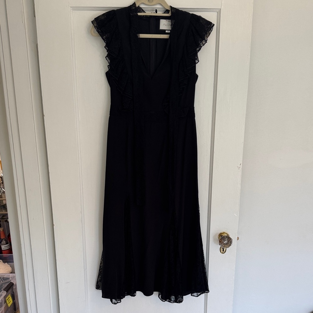 A.L.C. Black Midi Dress with Lace Details